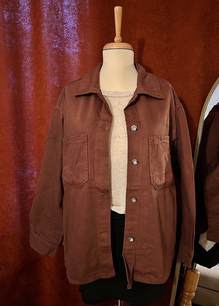 Oversize kalıp denim ceket - Görsel 4