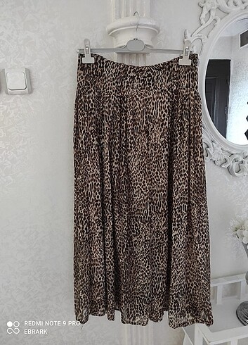 Leoparlı şifon etek