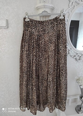 42 Beden Leoparlı şifon etek