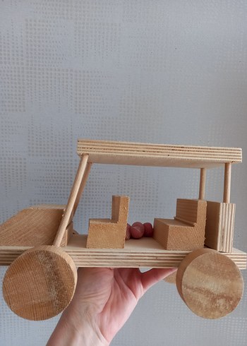 El Yapımı Ahşap Oyuncak Araba, Kasalı Traktör - Görsel 2