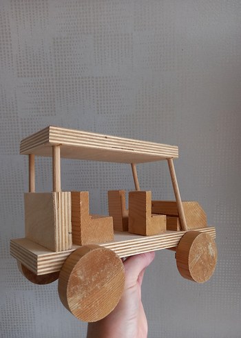 El Yapımı Ahşap Oyuncak Araba, Kasalı Traktör - Görsel 4