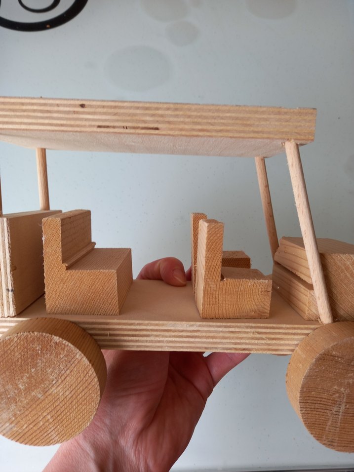 El Yapımı Ahşap Oyuncak Araba, Kasalı Traktör - Görsel 5