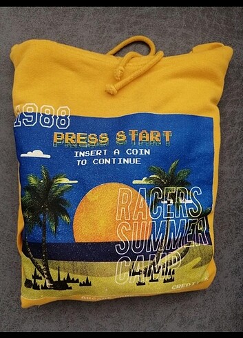 13-14 Yaş Beden sarı Renk Koton yeni sweatshirt