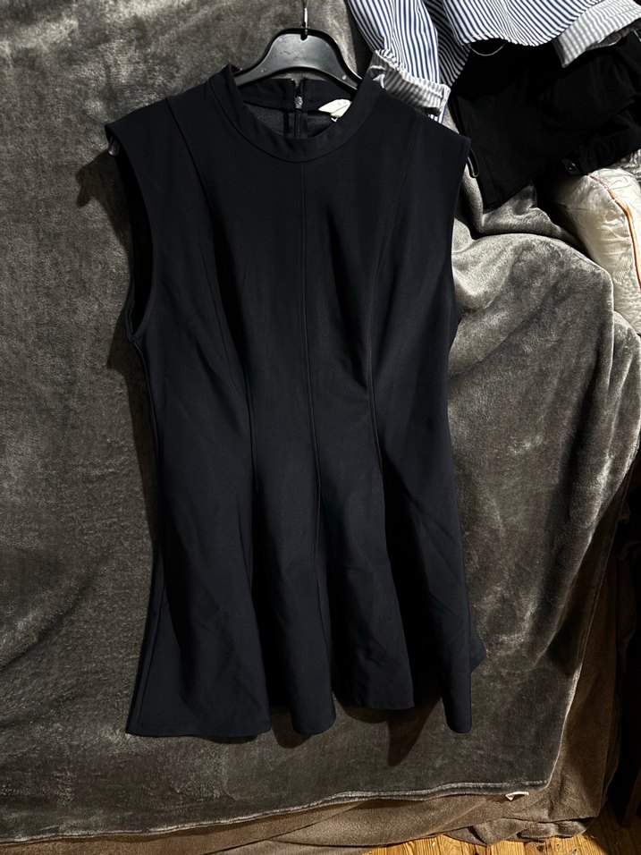 H&M lacivert Kloş Etekli Mini Elbise - Görsel 4