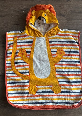 Çocuk Aslan Desenli Renkli Panço Havlu - Görsel 2