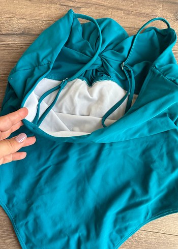 Turkuaz Drapeli İnce Askılı Mayo - Görsel 5