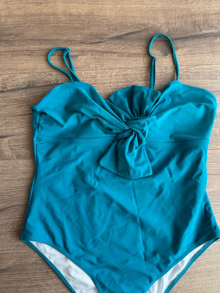 Turkuaz Drapeli İnce Askılı Mayo - Görsel 3