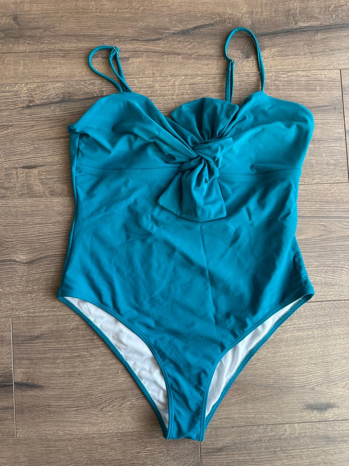 Turkuaz Drapeli İnce Askılı Mayo - Görsel 2