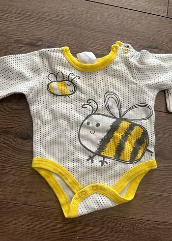 Uzun Kollu Bebek Body, Bal Arısı Desenli - Görsel 5
