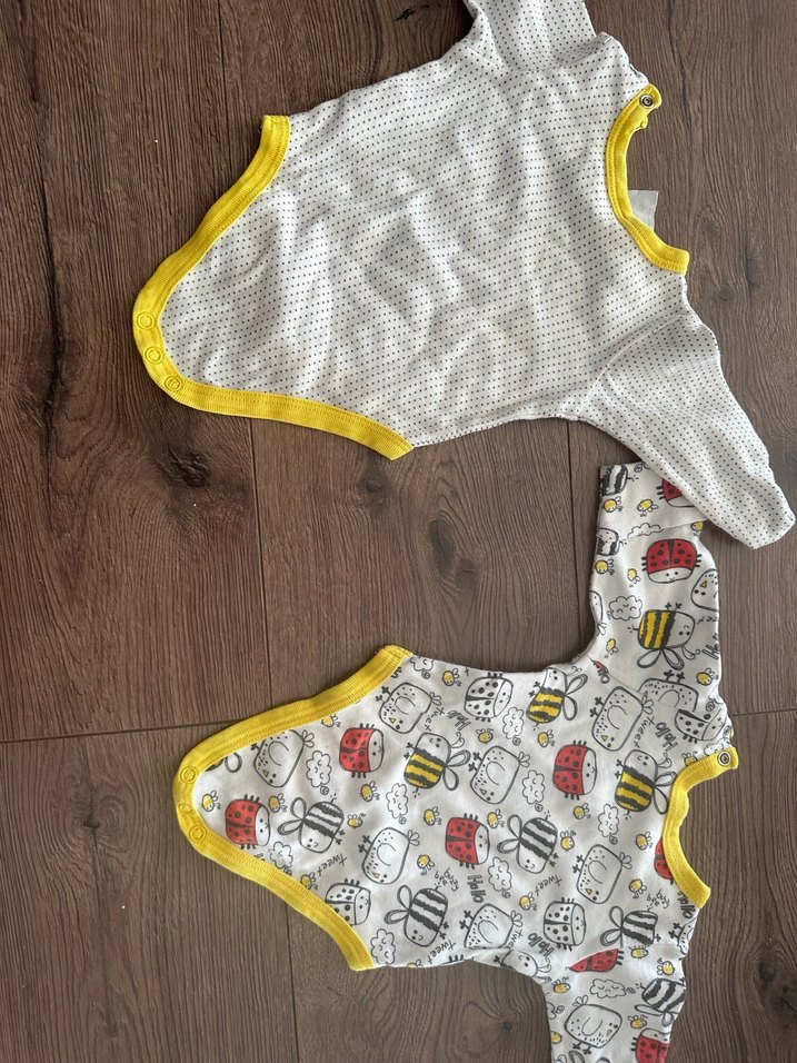 Uzun Kollu Bebek Body, Bal Arısı Desenli - Görsel 3