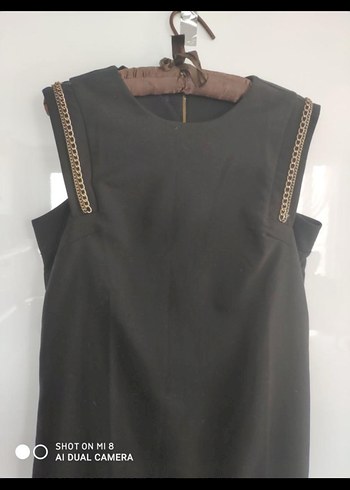 Siyah Midi Kolsuz Elbise - Görsel 2