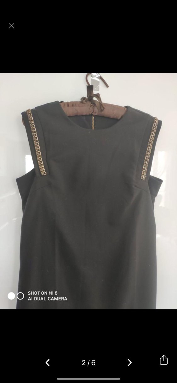 Siyah Midi Kolsuz Elbise - Görsel 2