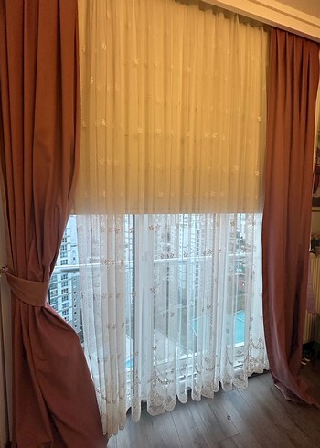 Gül kurusu kadife fon perde - Görsel 4