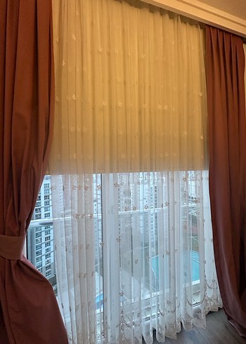 Gül kurusu kadife fon perde - Görsel 2