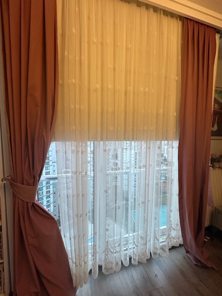 Gül kurusu kadife fon perde - Görsel 4