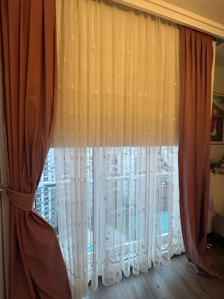 Gül kurusu kadife fon perde - Görsel 5