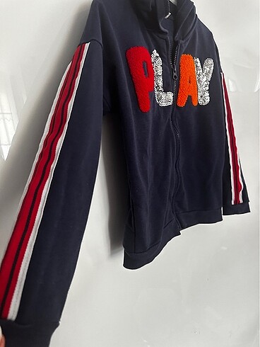 6 Yaş Beden lacivert Renk Fermuarlı kapüşonlu sweatshirt