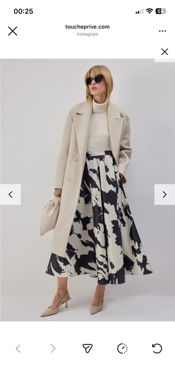 Touche marka Salaş Kesim Desenli Uzun Etek - Görsel 2