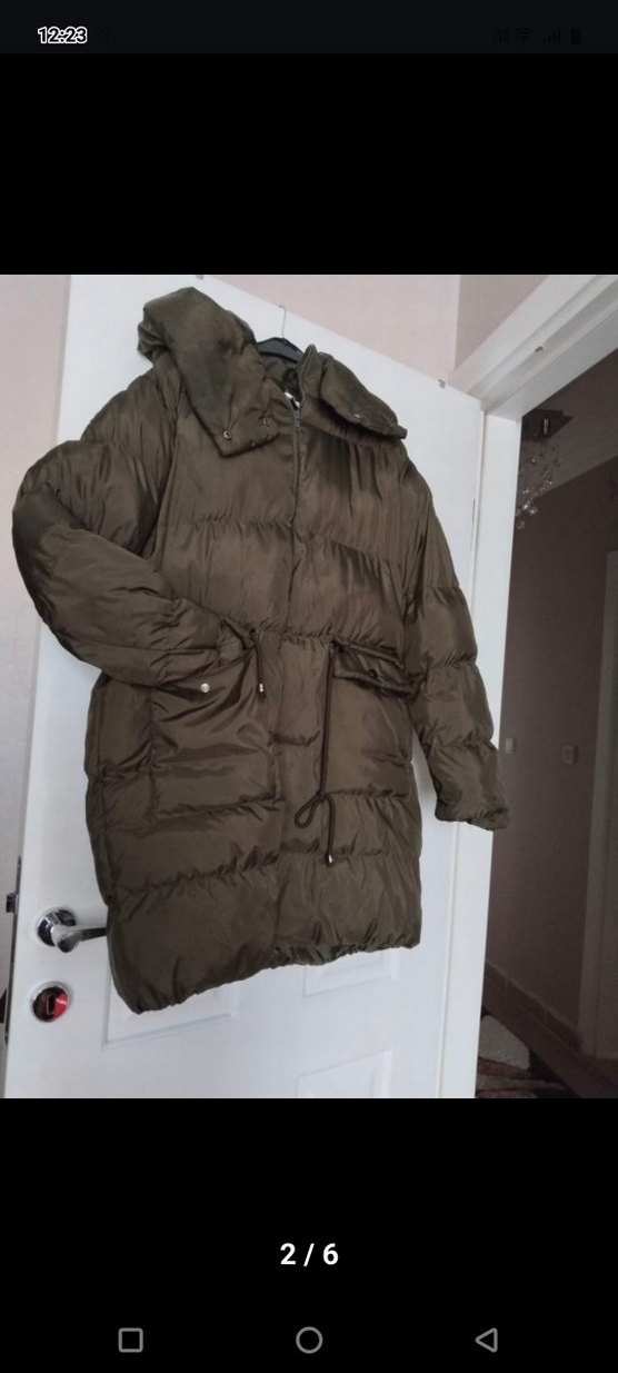 Gri Kamuflaj Desenli Kadın Kışlık Mont - Görsel 2