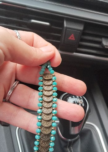 Turkuaz Boncuklu Yılan Desenli Bohem Bileklik,el yapımı Wintage - Görsel 2