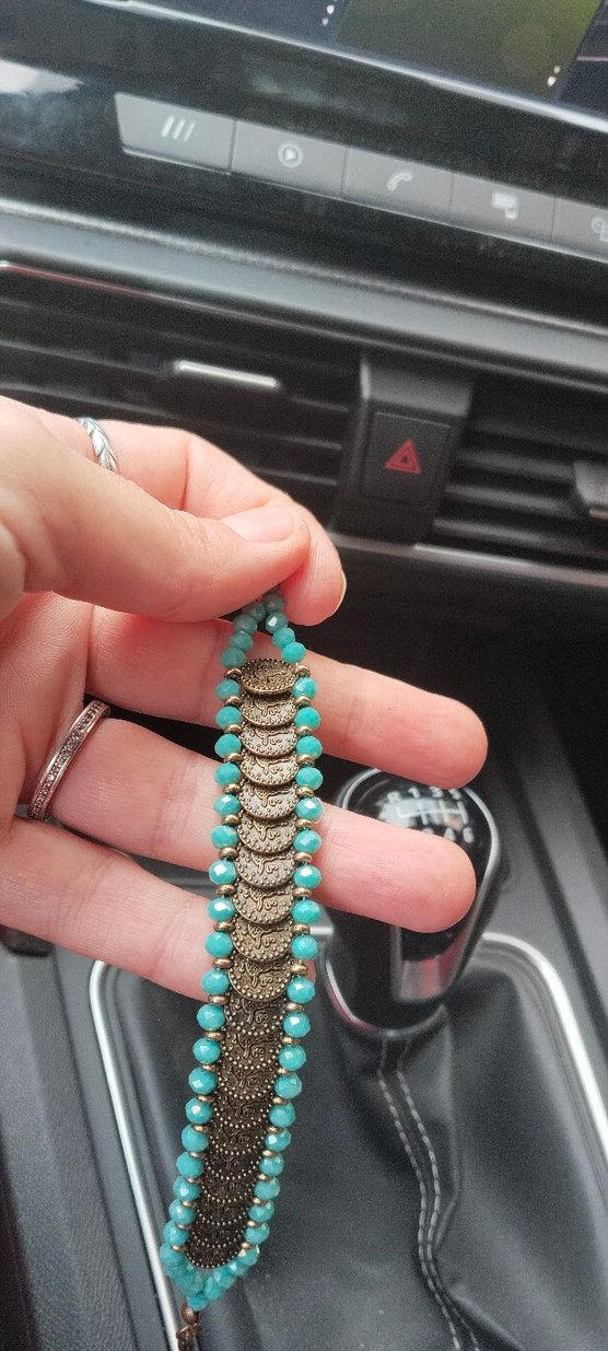 Turkuaz Boncuklu Yılan Desenli Bohem Bileklik,el yapımı Wintage - Görsel 2