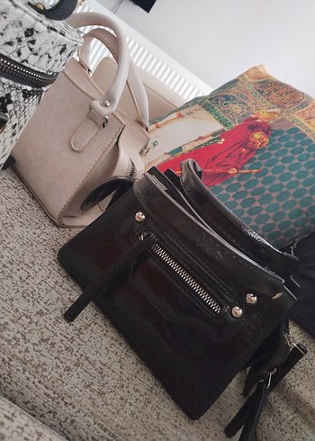 Yılan Desenli Gri Deri Kadın Çanta - Görsel 5