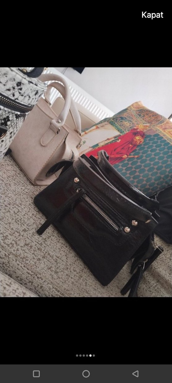 Siyah Yılan Desenli Deri Kadın Çanta - Görsel 2