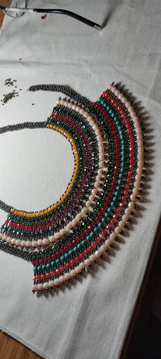 Uzun Çok Renkli Boncuklu Yılan Desenli Kadın Kolye,i  - Görsel 5