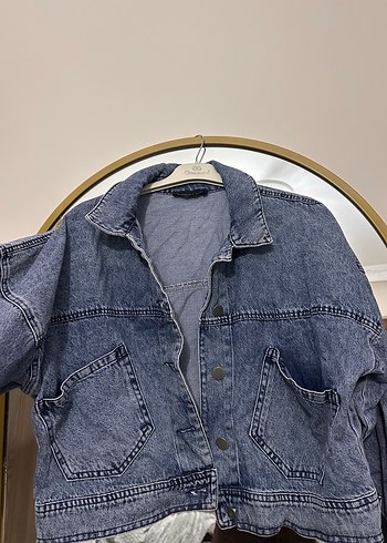 Diğer Düğmeli Gri Kadın Denim Ceket