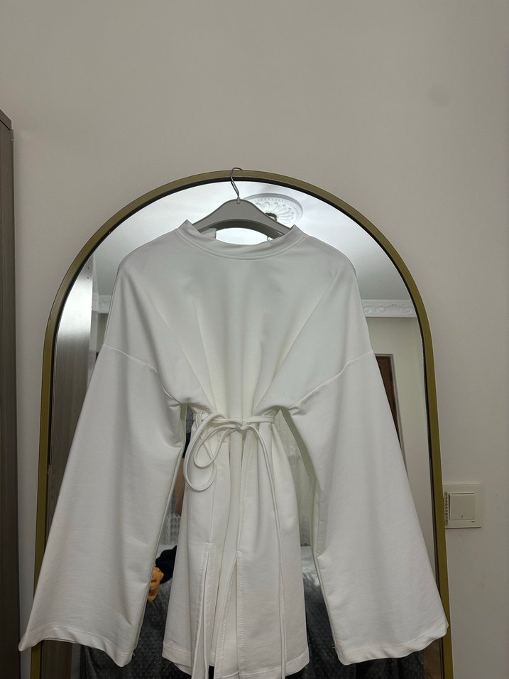 Beyaz Midi Boy Salaş Kadın body - Görsel 2