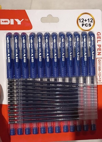 0.5mm 12adet kalem+12adet mürekkep lacivert jel kalem