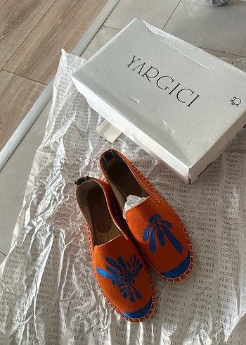 38 Beden Nakışlı Turuncu Kadın Dolgu Topuk Espadril
