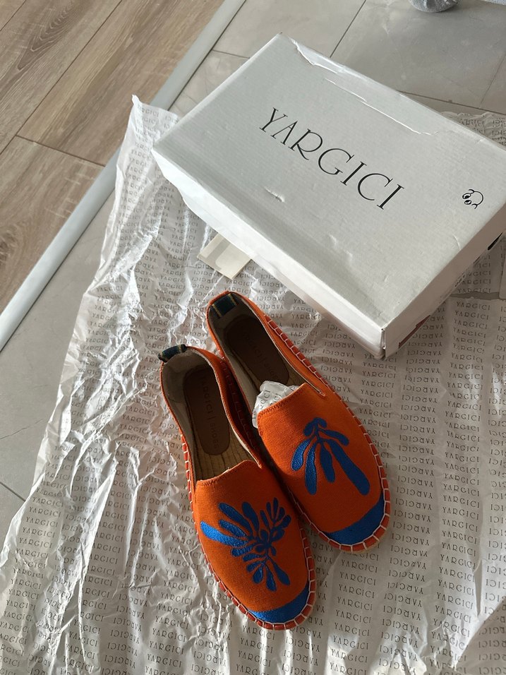 Nakışlı Turuncu Kadın Dolgu Topuk Espadril - Görsel 2