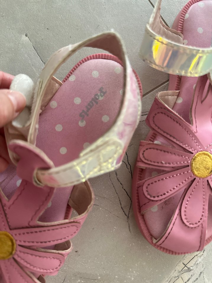 Kız Çocuk Pembe Çiçekli Tokalı Terlik - Görsel 3