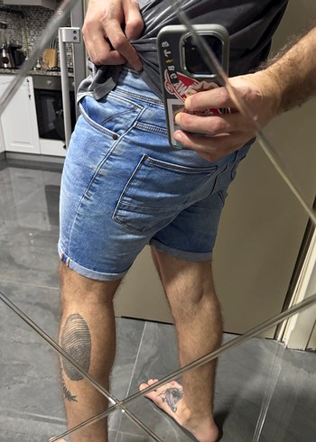 Pull & Bear Erkek Mavi Denim Şort - Görsel 3