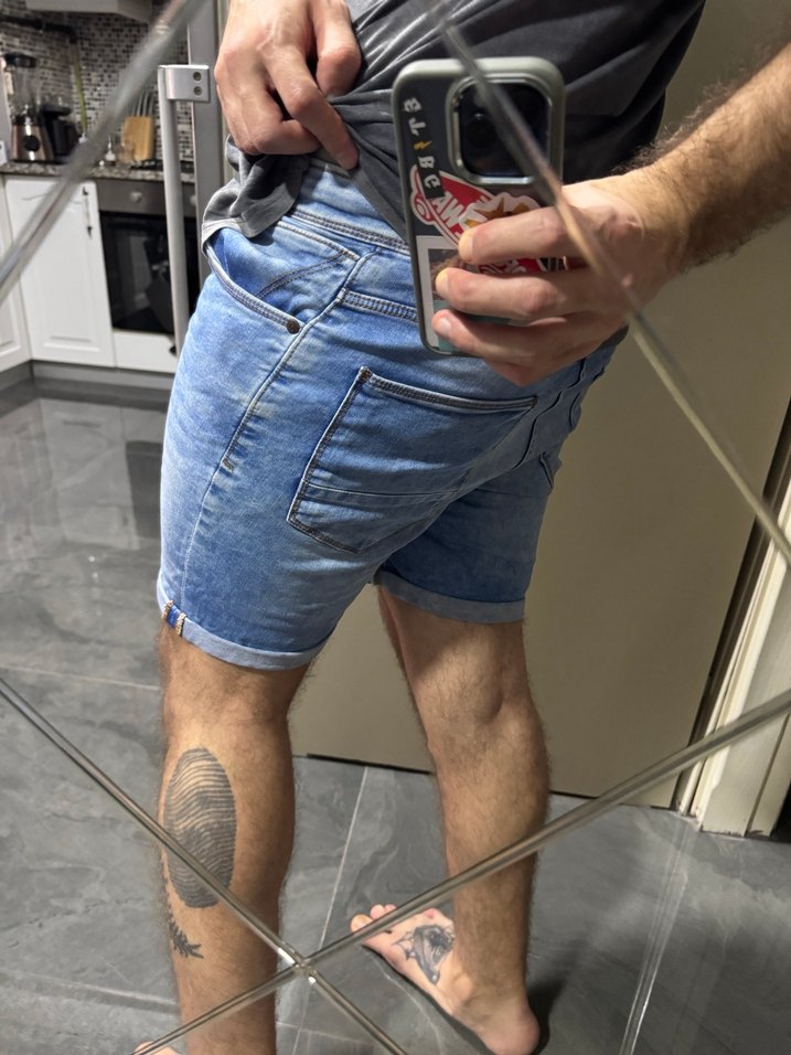 Pull & Bear Erkek Mavi Denim Şort - Görsel 3