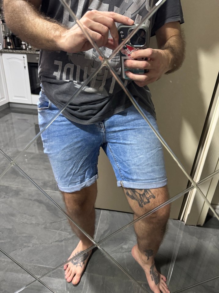 Pull & Bear Erkek Mavi Denim Şort - Görsel 4