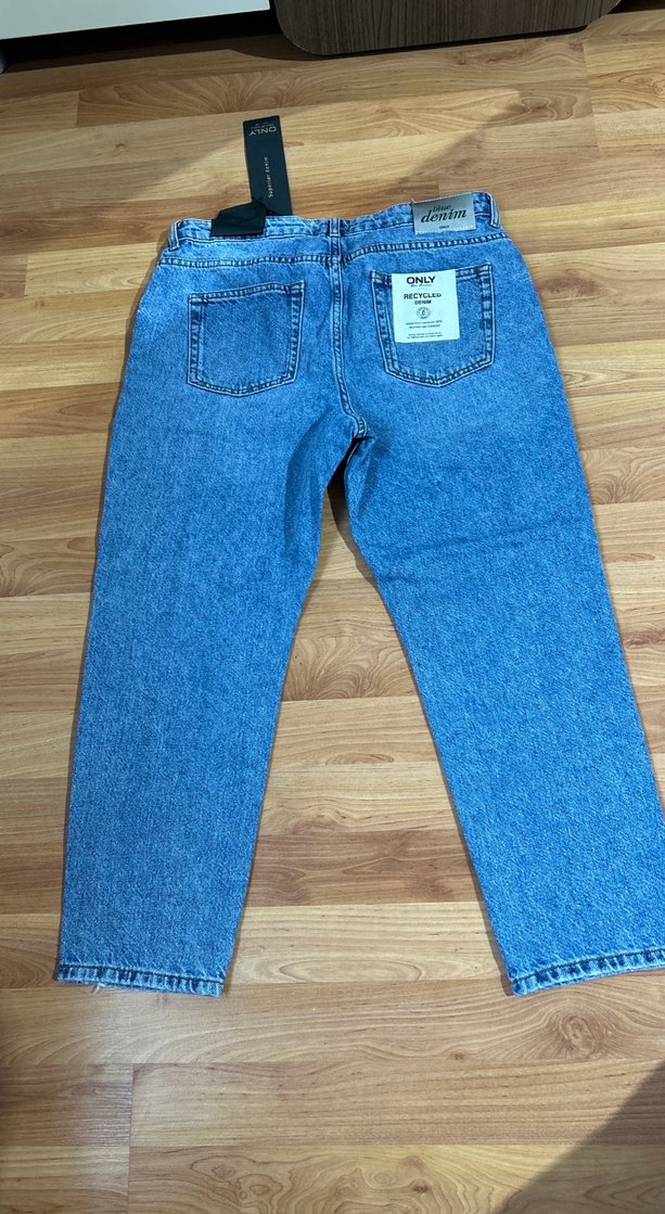 Only Kadın Mavi Denim Kemerli Regular Fit Jean - Görsel 3