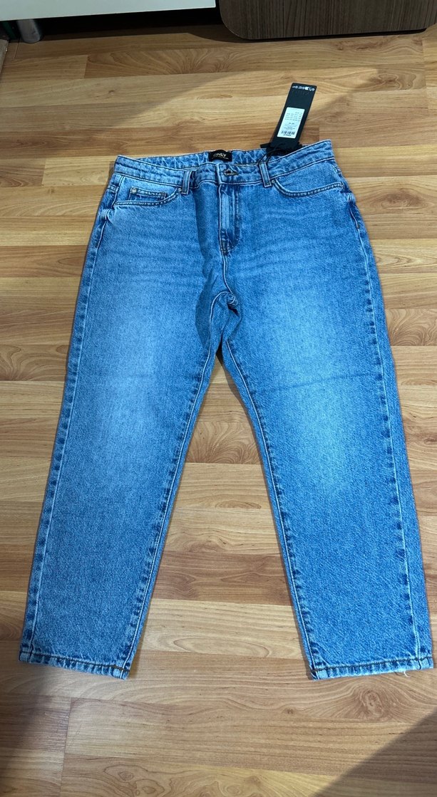 Only Kadın Mavi Denim Kemerli Regular Fit Jean - Görsel 2