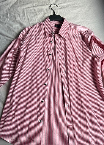 H&M Pembe Cizgili Rahat Gomlek