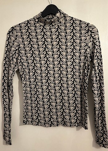 Kahverengi Zebra Desenli Balıkçı Yaka Kadın Bluz - Görsel 2