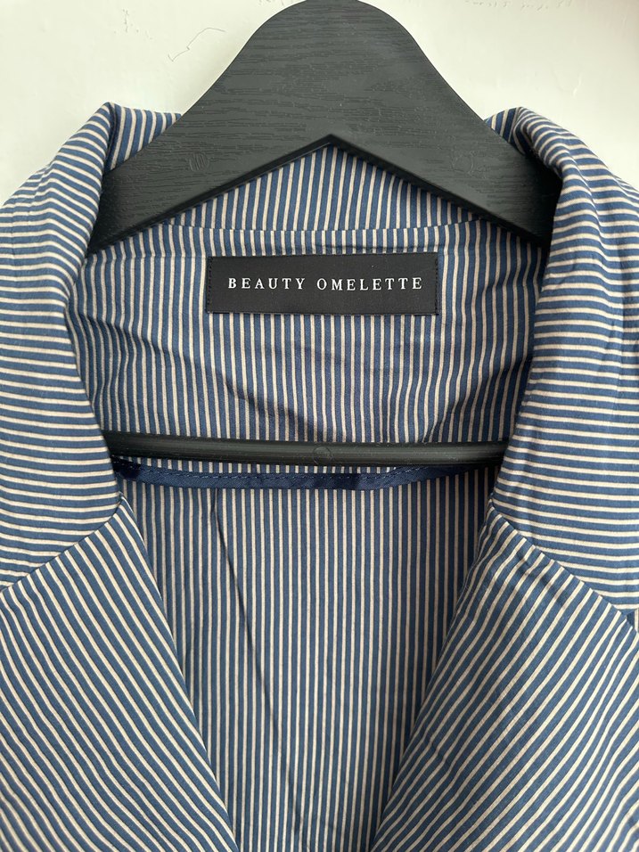 Düğmeli Gri Kadın Keten Blazer Ceket - Görsel 3