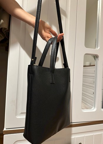 Siyah Deri Minimalist Kadın Çanta - Görsel 3