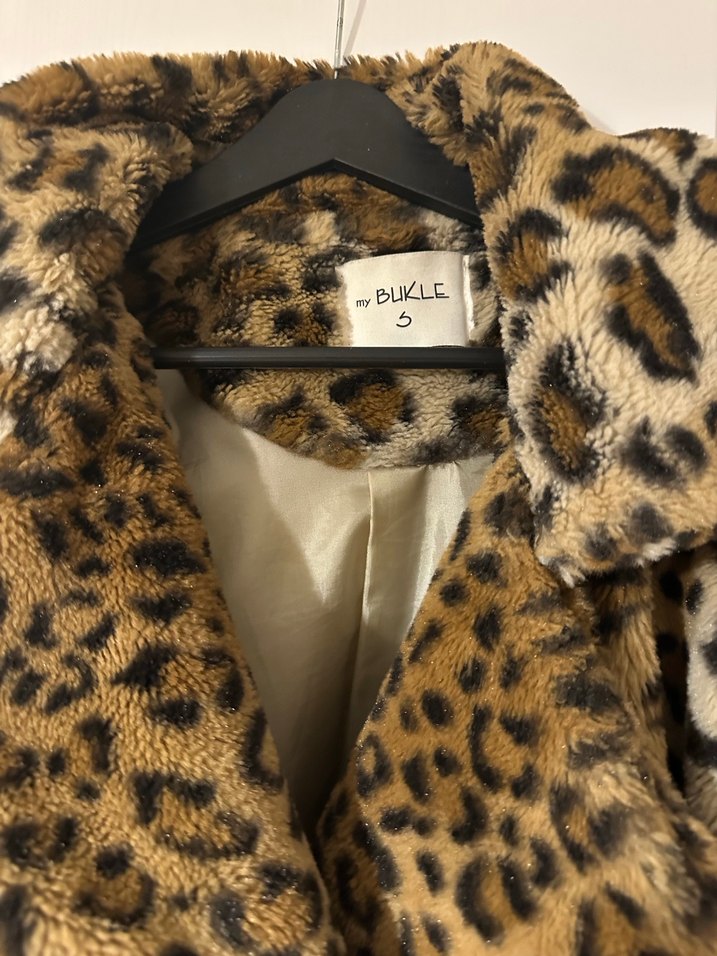Leopar Desenli Kadın Midi Suni Kürk Ceket - Görsel 3