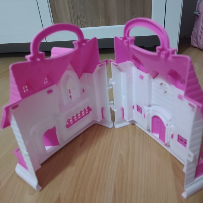 Pembe Taşınabilir Oyuncak Ev - Görsel 2