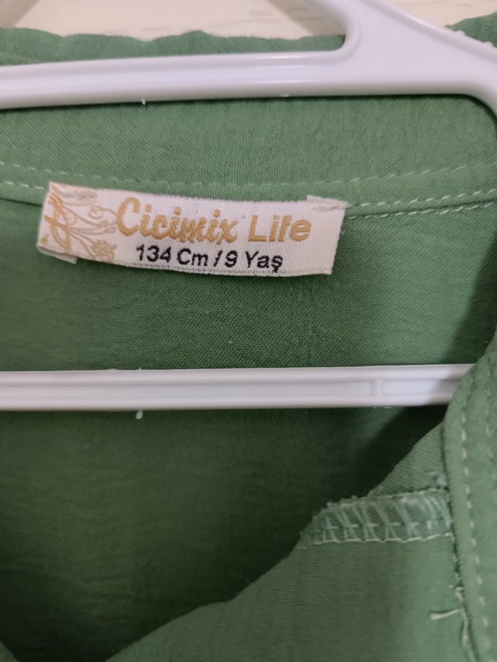 Yeşil Düğmeli Elbise çocuk - Görsel 2