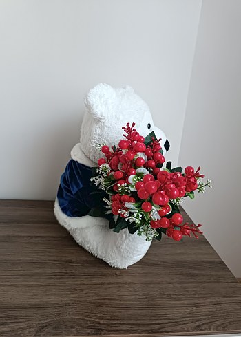 peluş ayıcık ve kolona çiçek - Görsel 2