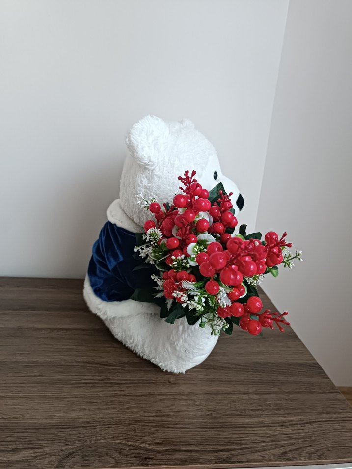 peluş ayıcık ve kolona çiçek - Görsel 2