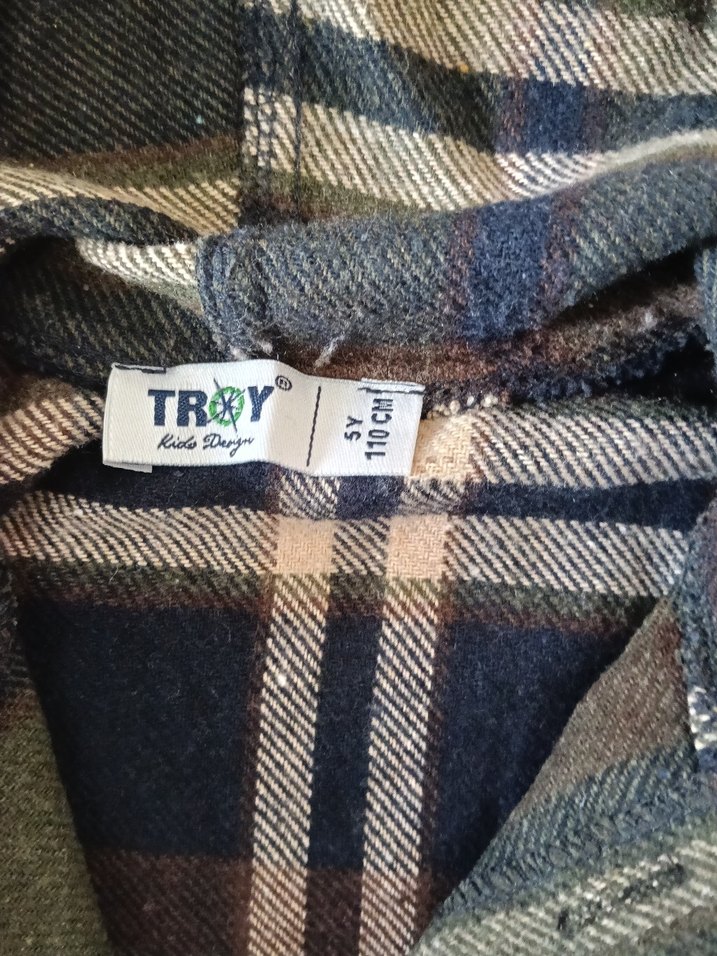 Kapüşonlu Erkek Çocuk Ekose Düğmeli Ceket - Görsel 2