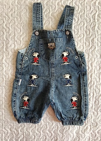 Nakışlı Mavi Denim Erkek Çocuk Salopet